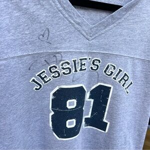 Jessie's Girl Autographed Rick Springfield 81 Gray Blue 3/4 Sleeve Enza Top